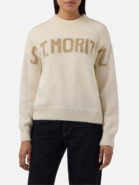 Danya alpaca-blend sweater in white with St. Moritz jacquard