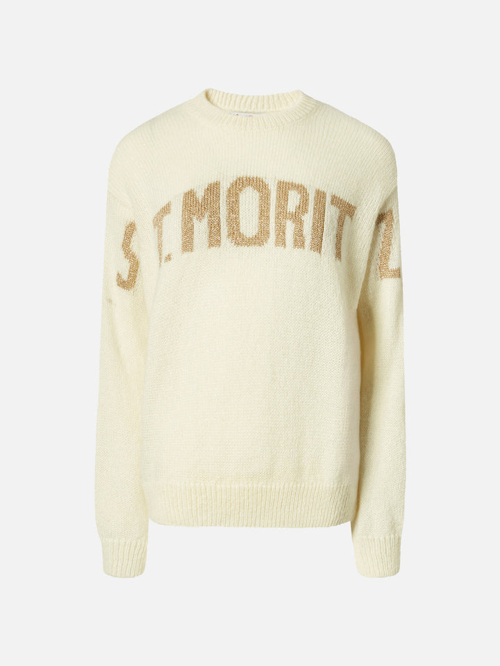 Danya alpaca-blend sweater in white with St. Moritz jacquard