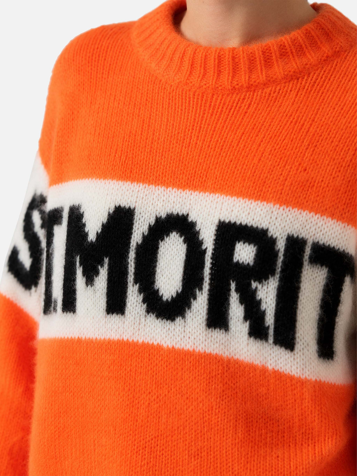 Danya Soft fluo orange sweater with St. Moritz embroidery