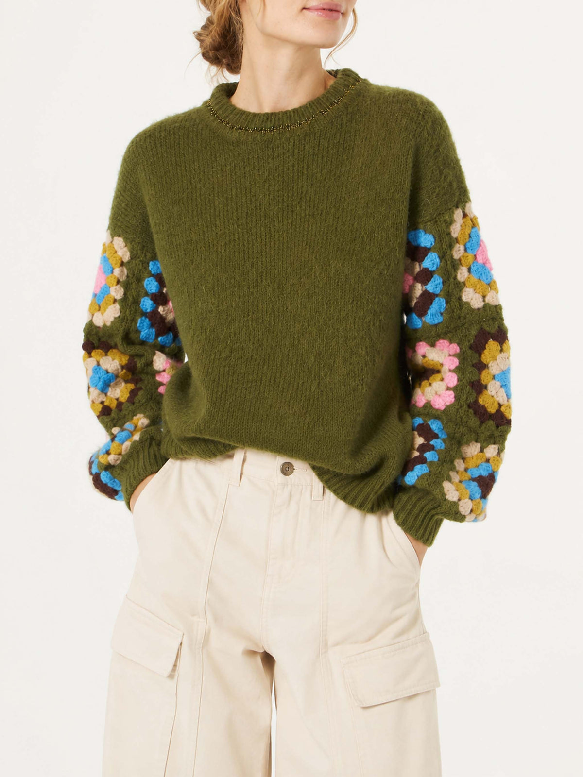 Danya Soft Crochet grüner Pullover 