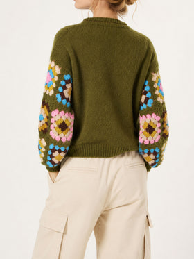 Danya Soft Crochet grüner Pullover 