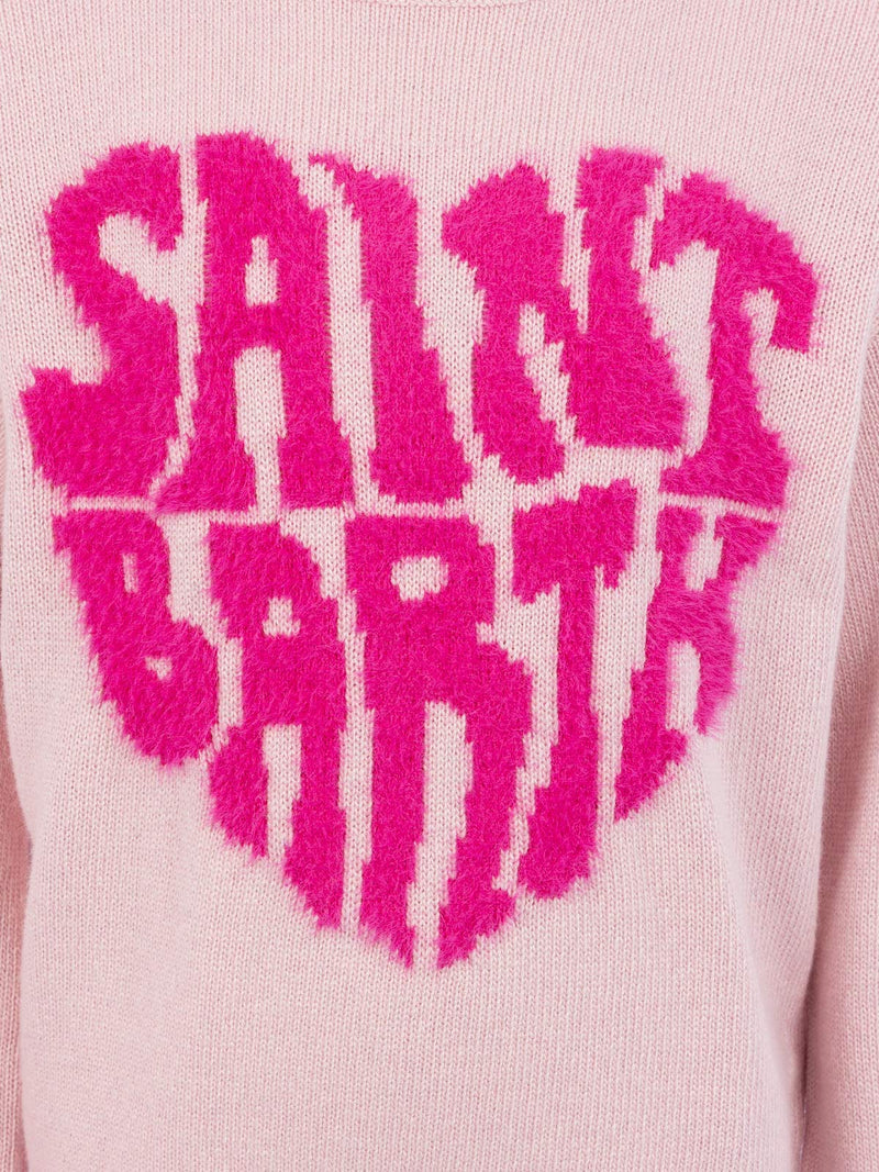 Maglione girocollo rosa da bambina Danya con stampa logo Saint Barth