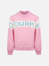 Maglione girocollo rosa Danya con logo Courma in lurex