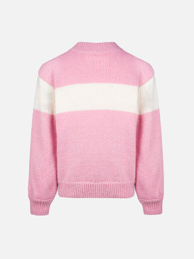 Maglione girocollo rosa Danya con logo Courma in lurex