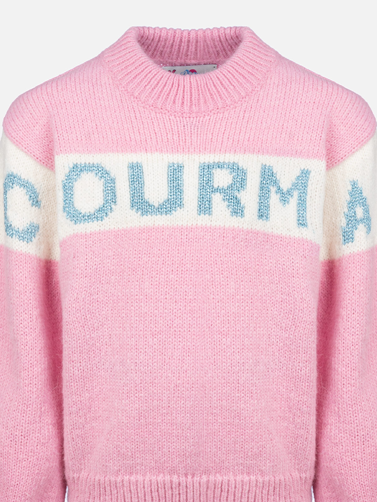 Maglione girocollo rosa Danya con logo Courma in lurex