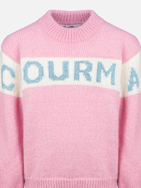 Maglione girocollo rosa Danya con logo Courma in lurex
