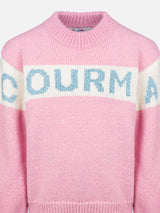 Maglione girocollo rosa Danya con logo Courma in lurex