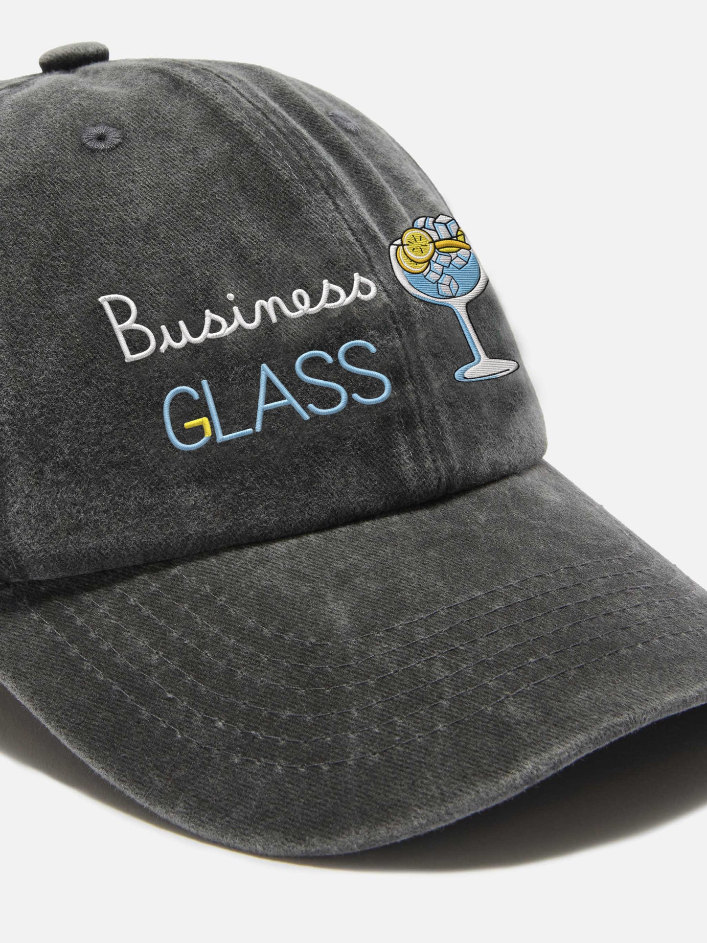 Casquette baseball en denim Davis noir avec broderie Business glass 
