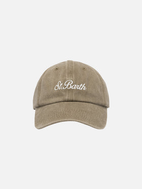 Davis beige denim Ball Cap with St. Barth embroidery