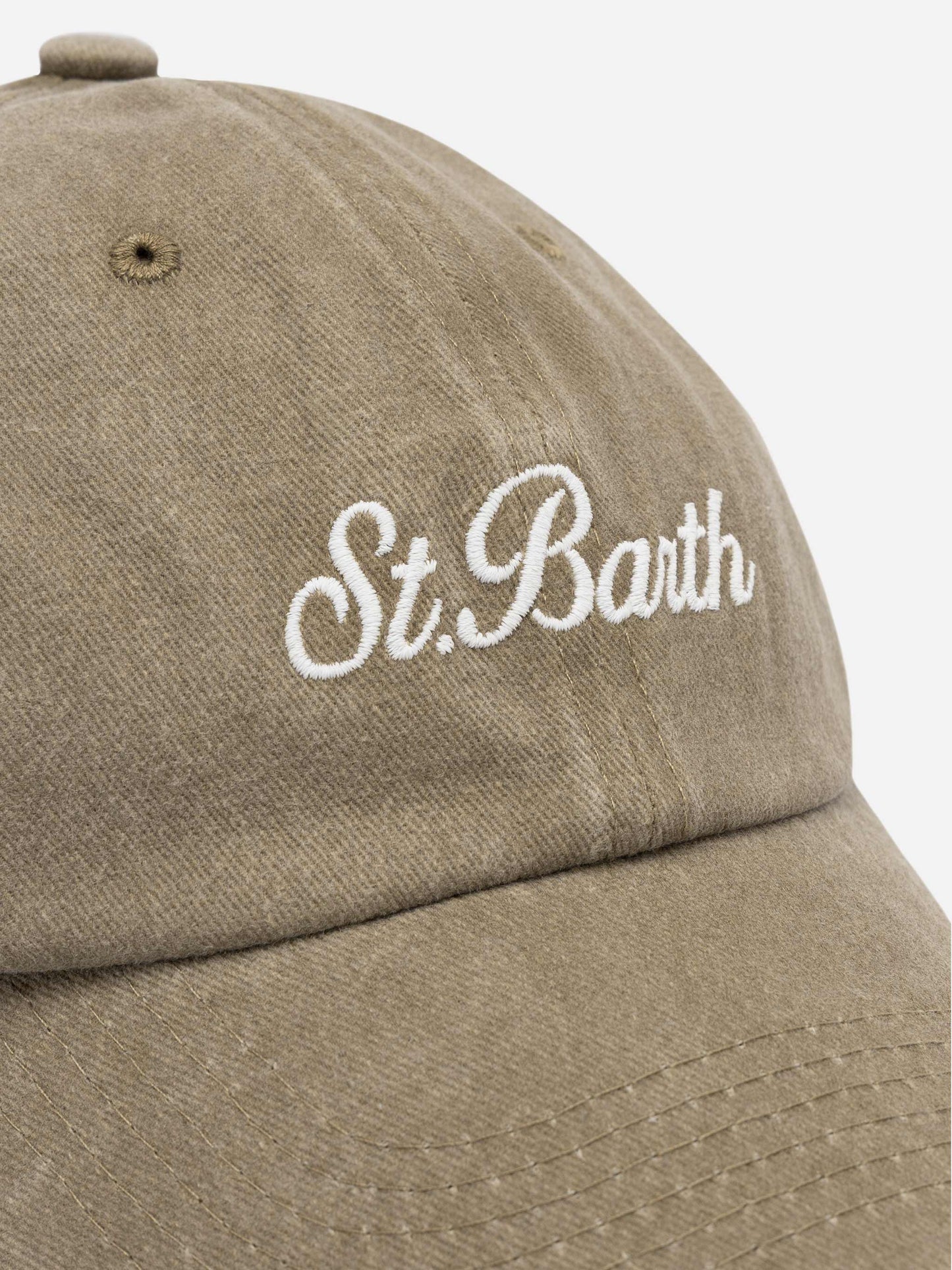 Davis beige denim Ball Cap with St. Barth embroidery