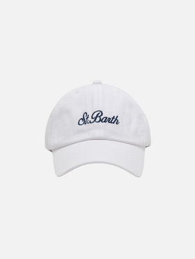 Cappellino Davis in denim bianco con ricamo Saint Barth