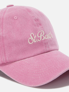Davis light pink cotton baseball cap with embroidered logo