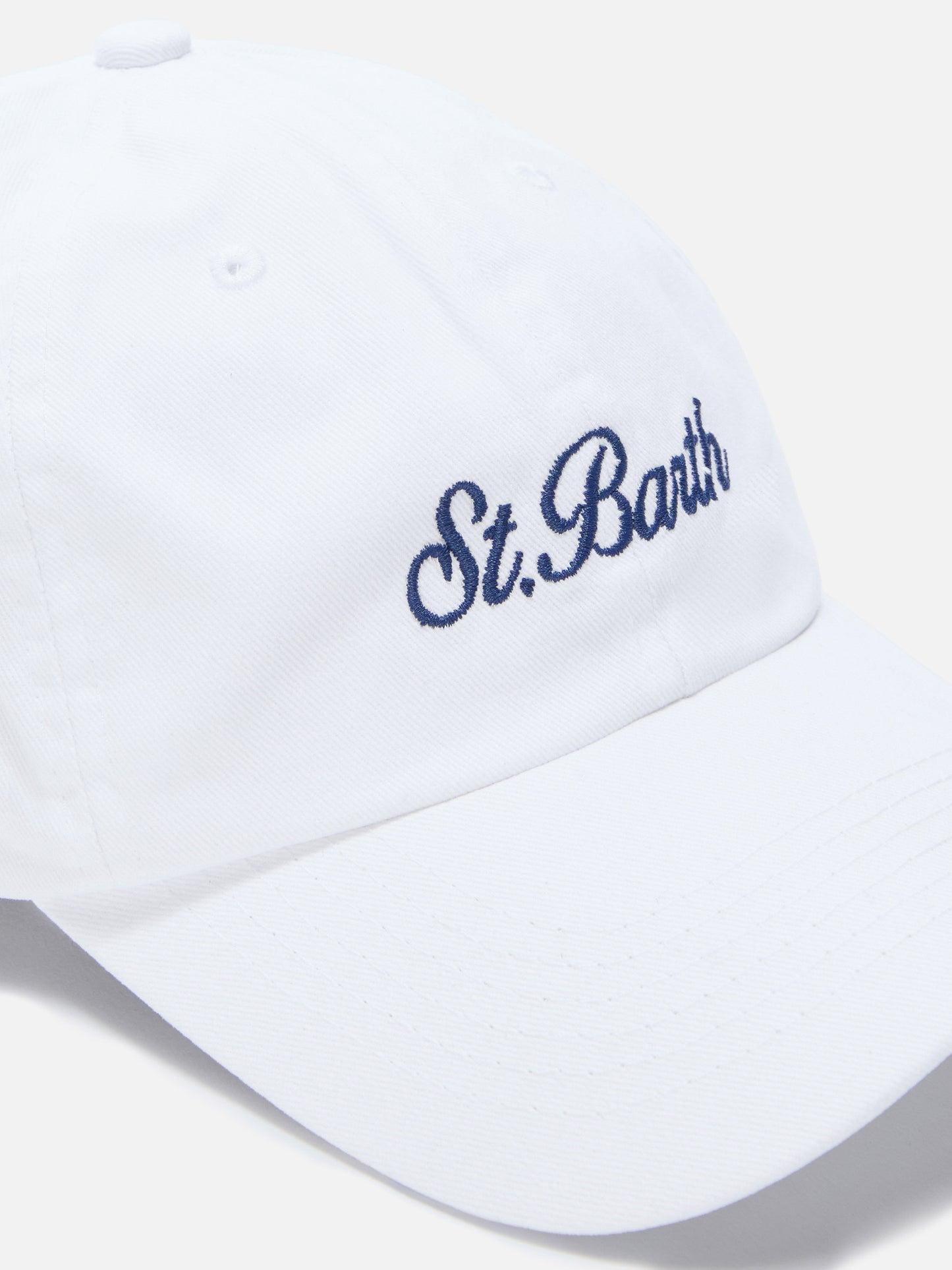Davis white cotton baseball cap with embroidered logo