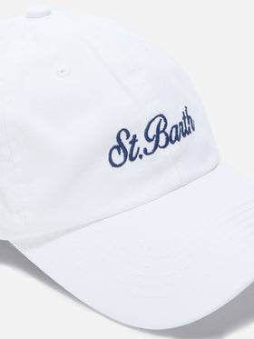 Davis white cotton baseball cap with embroidered logo