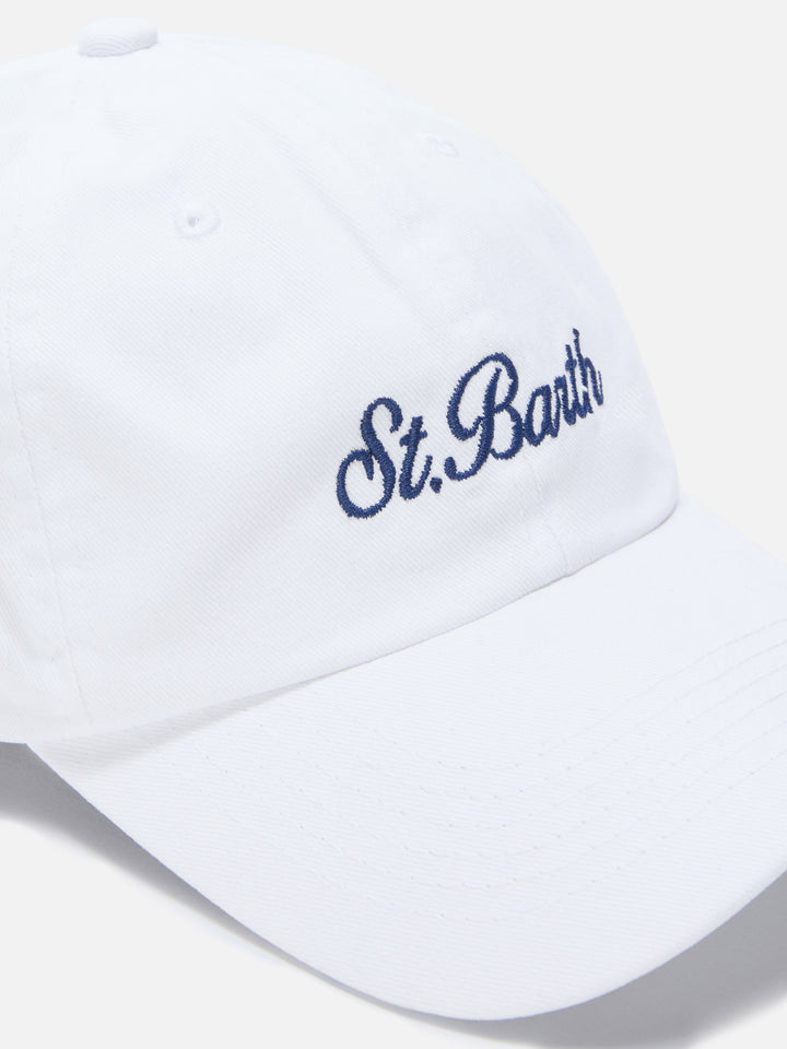 Davis white cotton baseball cap with embroidered logo