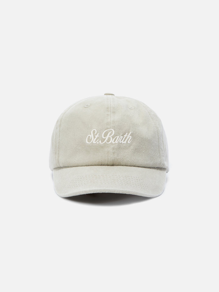 Davis beige cotton baseball cap with embroidered logo