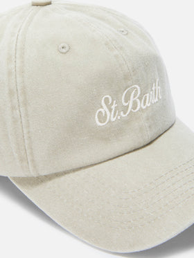 Davis beige cotton baseball cap with embroidered logo