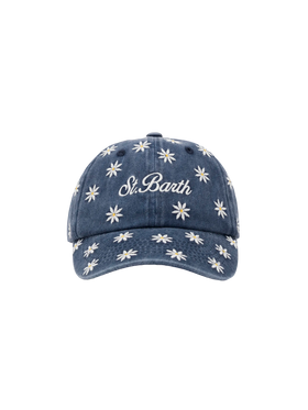 Blue denim ball cap Baseball Jr with daisy embroidery
