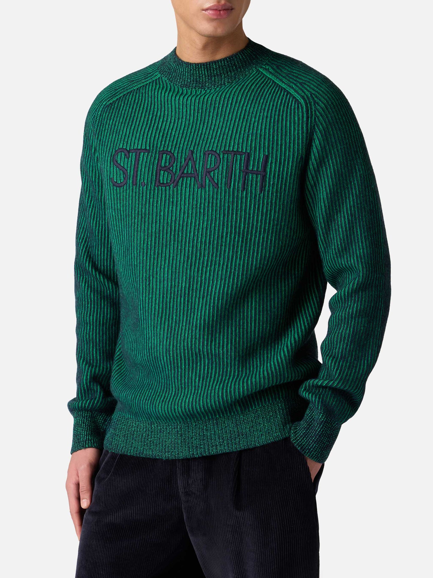 Davos ribbed half-turtleneck sweater with St. Barth embroidery