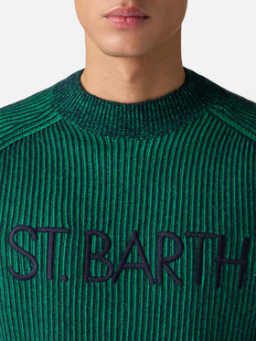 Davos ribbed half-turtleneck sweater with St. Barth embroidery