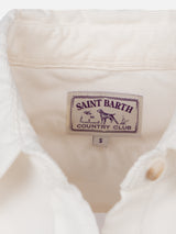 Camicia da donna in velluto a coste bianco sporco Deer con logo in strass St. Barth