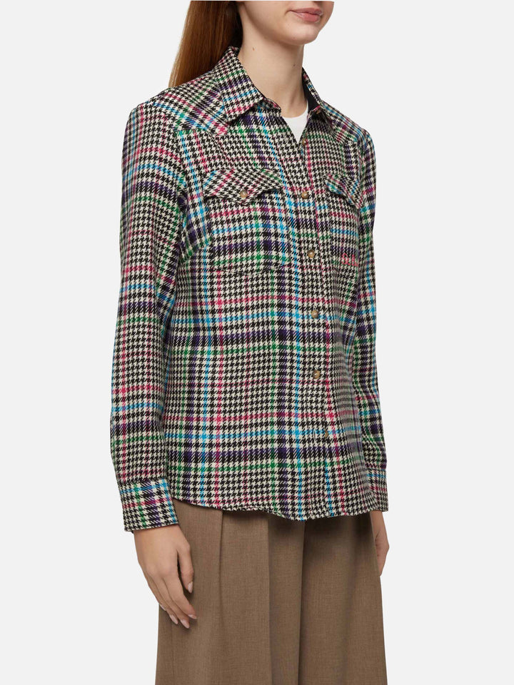 Wool shirt Deer with Prince of Wales print