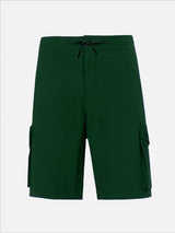 Military green technic fabric bermuda shorts Deck