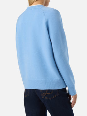 Pull ras-du-cou en laine Delphine Light blue 