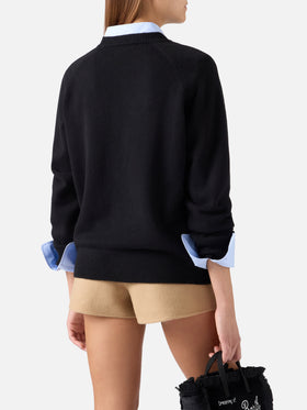 Jersey de punto Black Delphine de lana con cuello redondo 