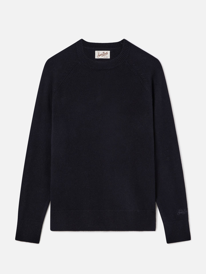 Jersey de punto Black Delphine de lana con cuello redondo 