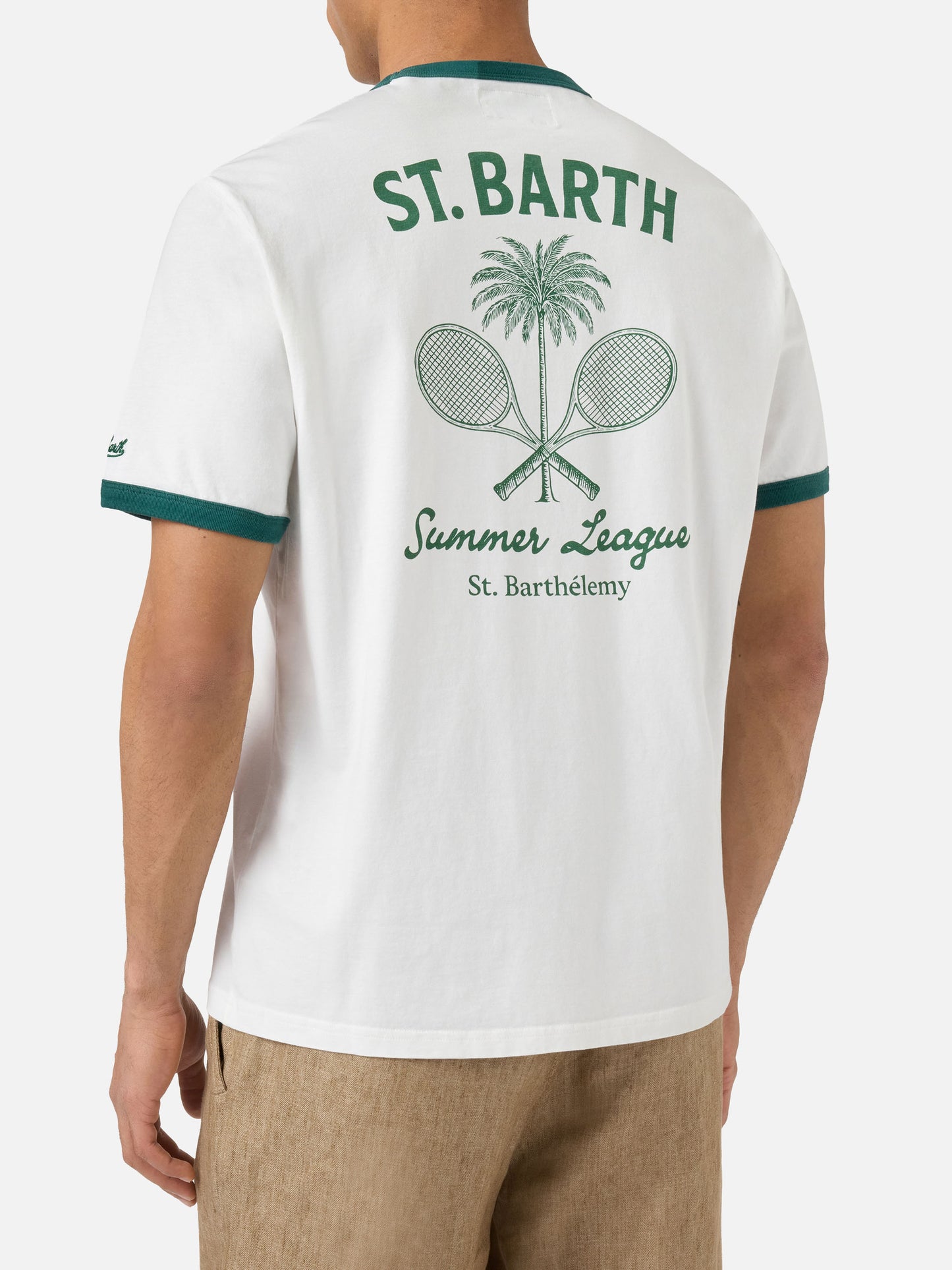 Cream Dean t-shirt with Tennis League print and maxi graphic on the back