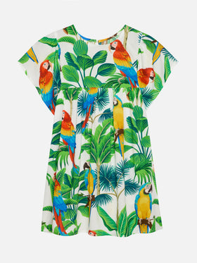Short sleeves dress Diana with tropical print