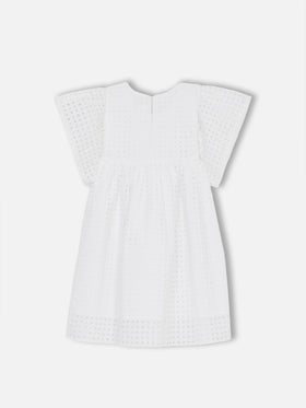 Girl white Sangallo lace cotton dress - MC2 Saint Barth