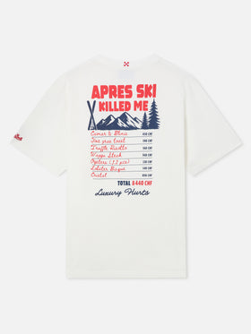 T-shirt Delmar oversize bianca in cotone con stampa Après Ski Killed Me sul retro