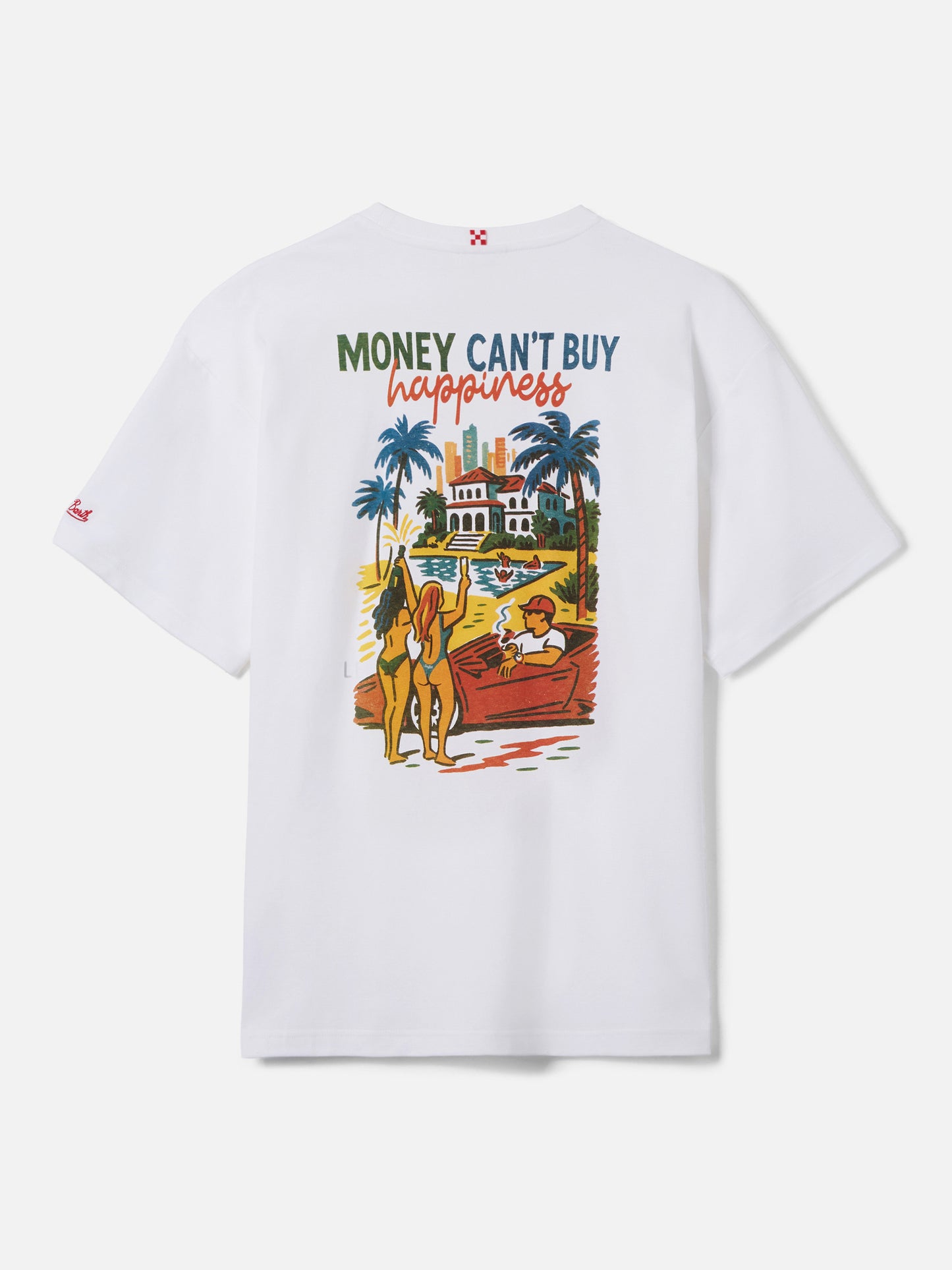 T-shirt Delmar con stampa Money Can’t Buy Happiness e maxi grafica sul retro