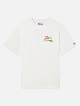 White Delmar oversize cotton t-shirt with back Rum Service print