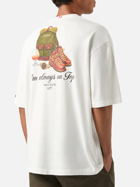 T-shirt oversize blanc en coton Delmar avec imprimé I'm Always On Top au dos 