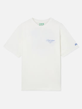 T-shirt Delmar oversize bianca in cotone con stampa padel sul retro