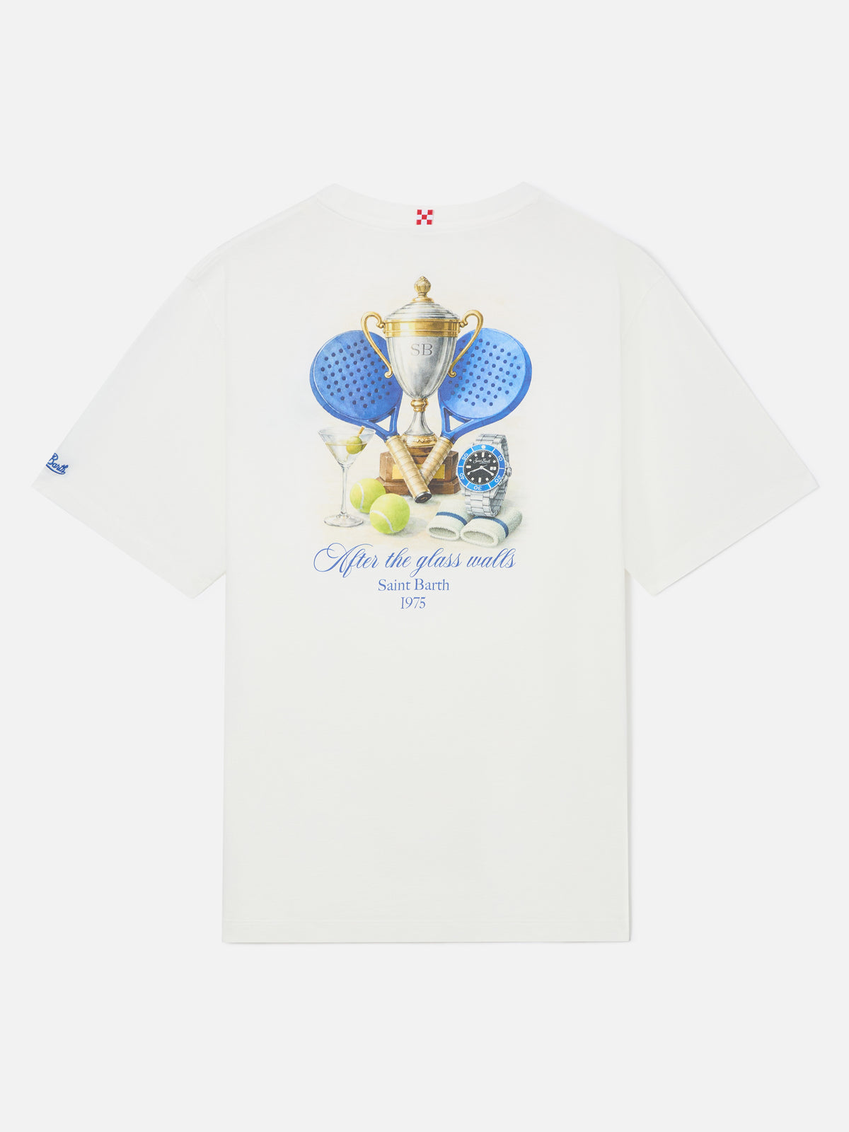 T-shirt Delmar oversize bianca in cotone con stampa padel sul retro