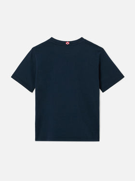 T-shirt Denver Jr in puro cotone blu con stampa Sport Club