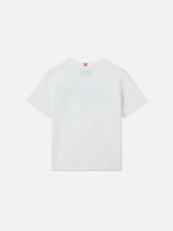 T-shirt Denver Jr in cotone bianco con stampa logo Sport Club