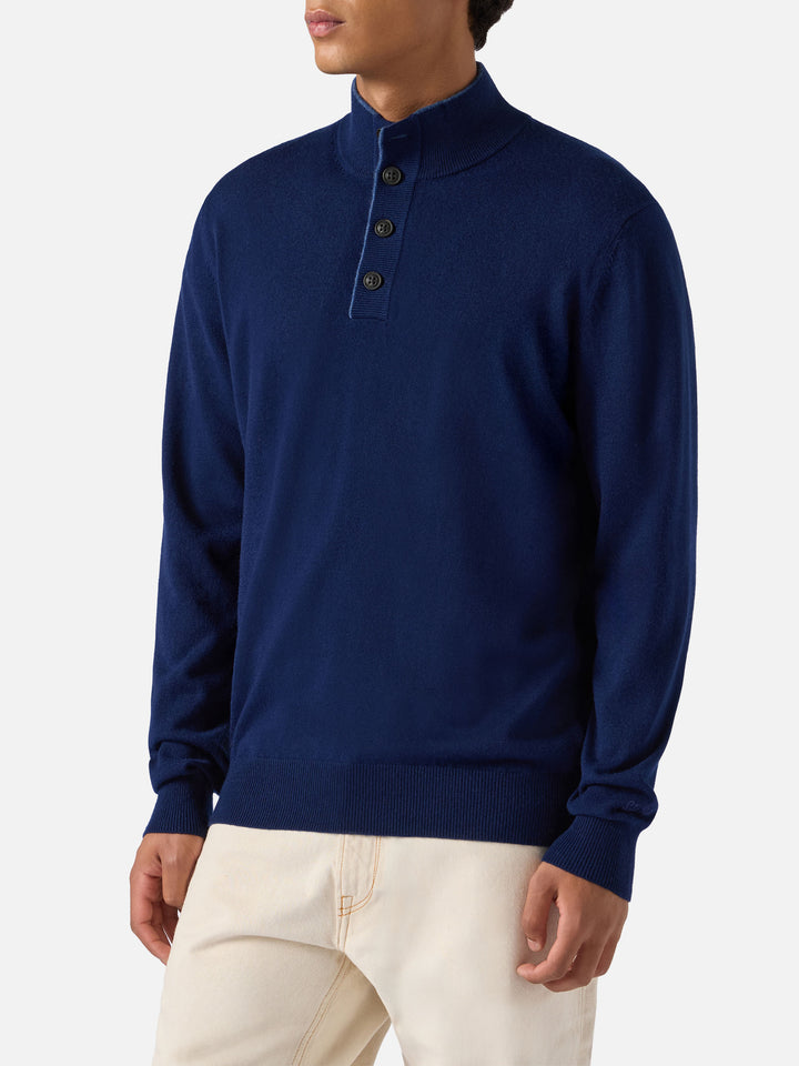 Maglione mezzocollo Dorian in merinocash blu navy