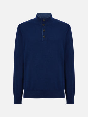 Maglione mezzocollo Dorian in merinocash blu navy