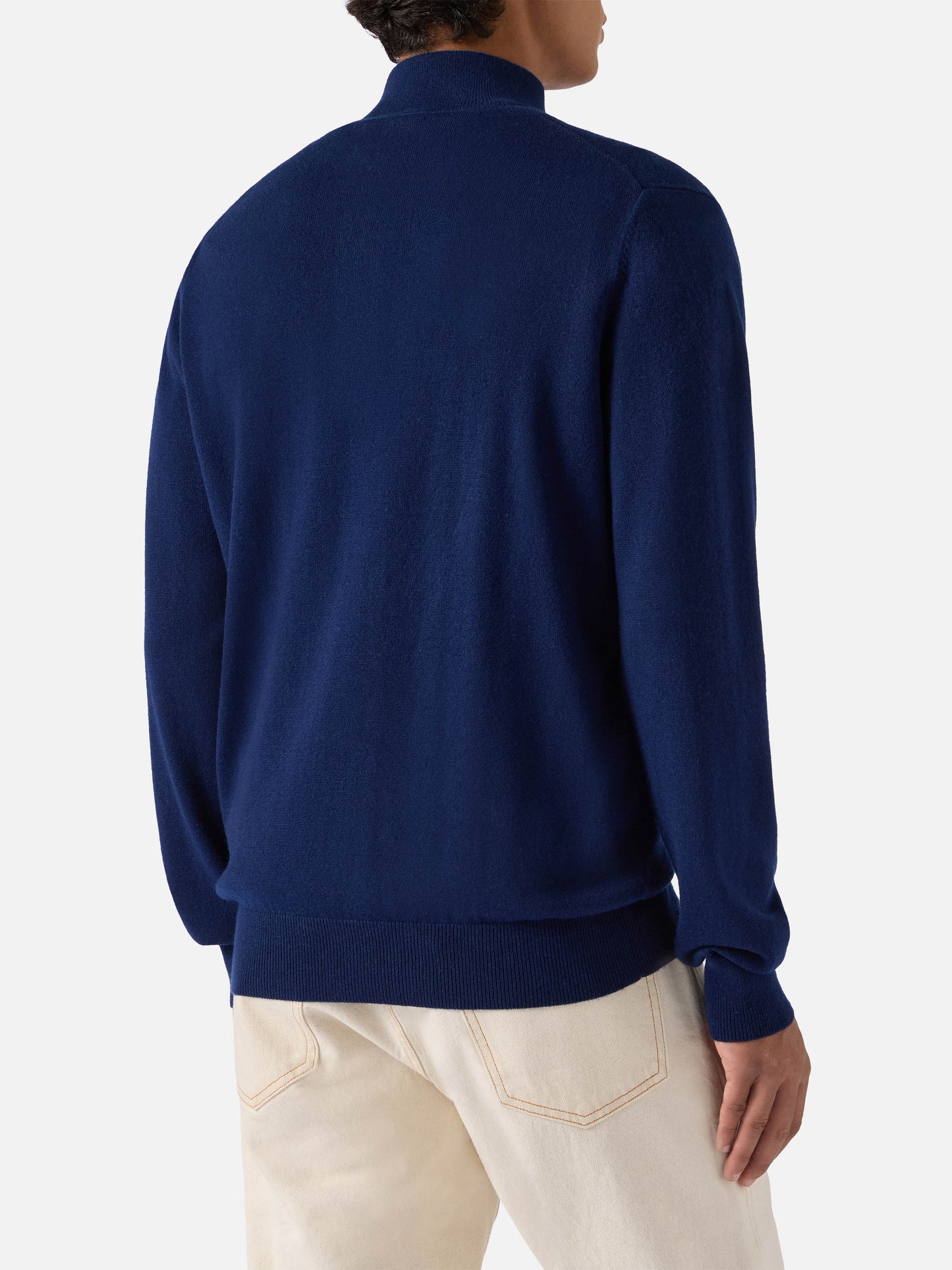 Maglione mezzocollo Dorian in merinocash blu navy