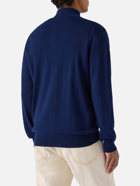 Maglione mezzocollo Dorian in merinocash blu navy