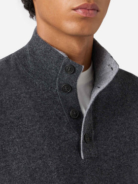 Maglione mezzocollo Dorian in merinocash antracite