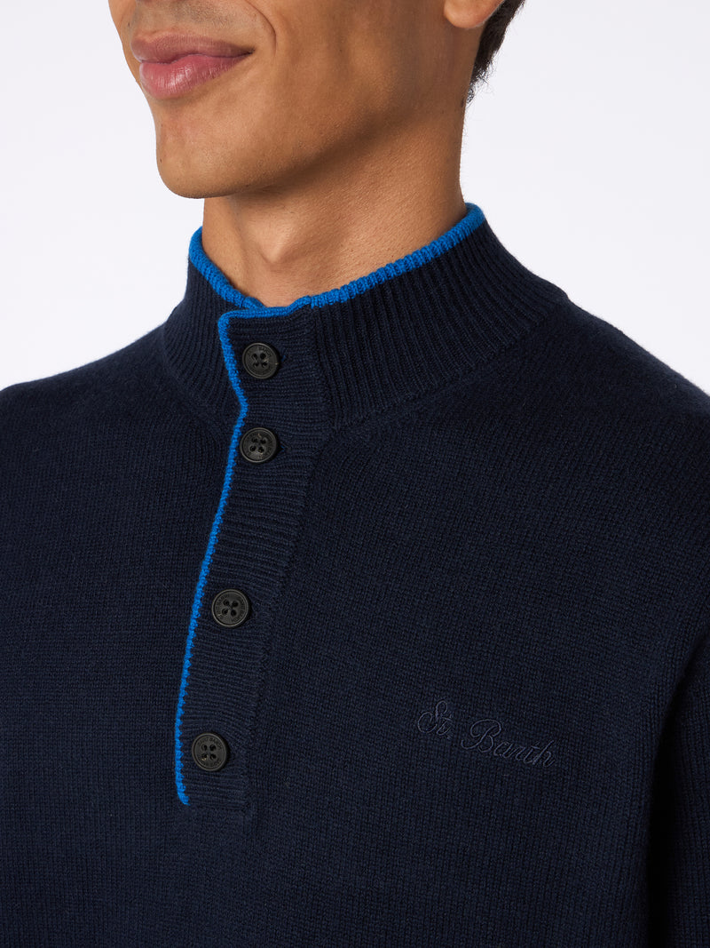 Marineblauer Polopullover Dorian aus Kaschmirmischung für Herren