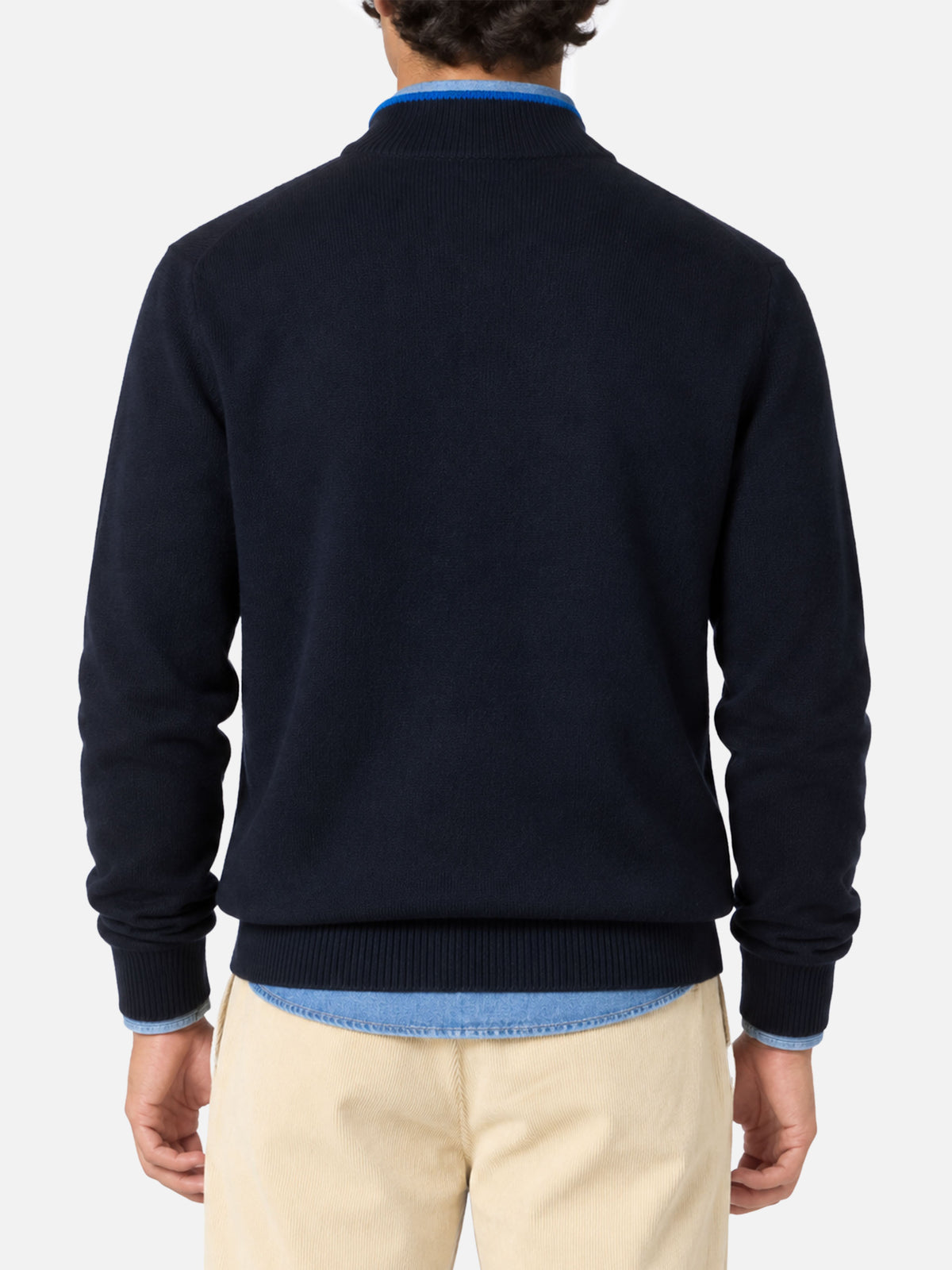 Pull polo bleu marine en BLENDED CASHMERE 