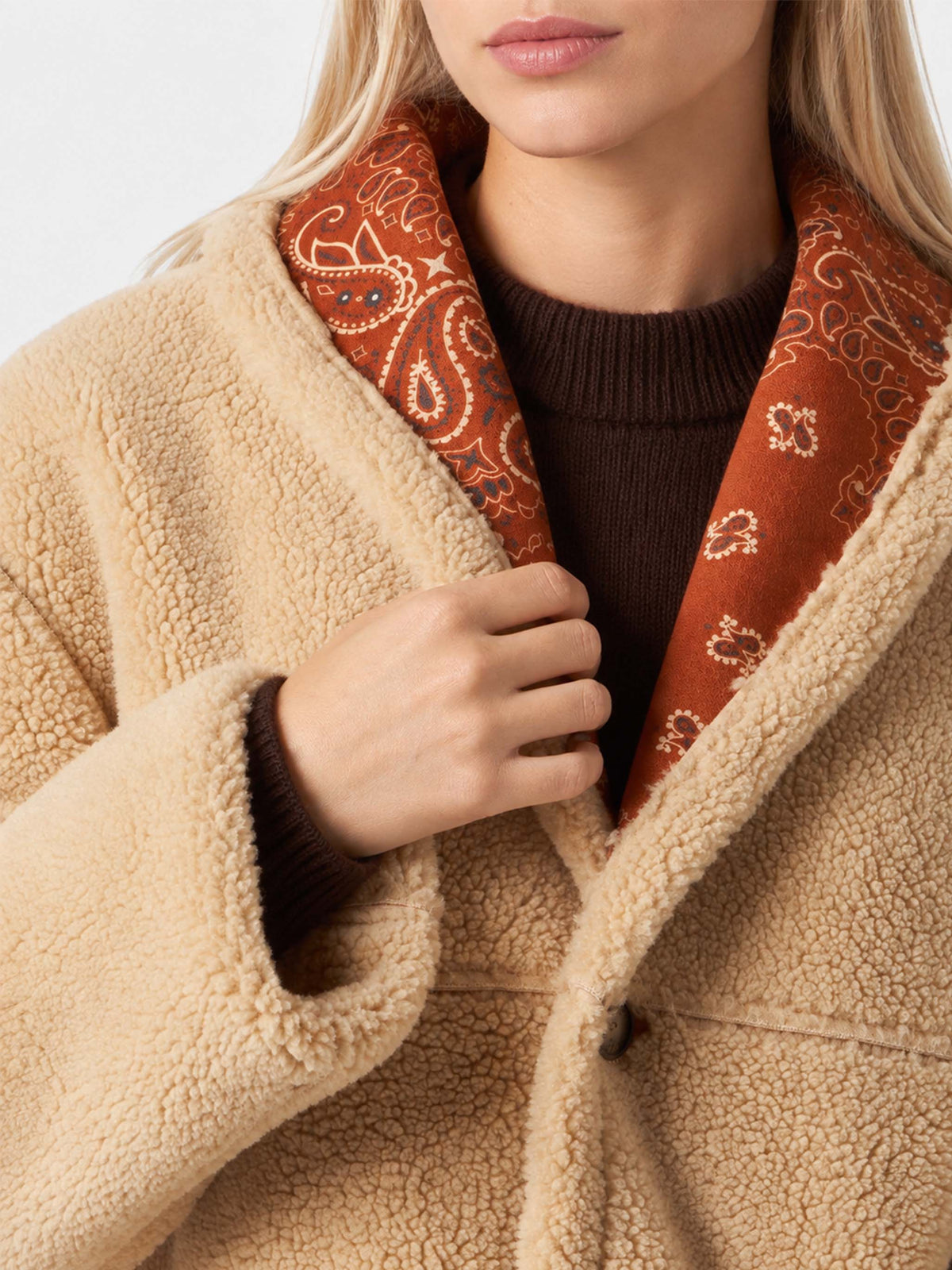 Giacca Dorys reversibile shearling stampa bandana