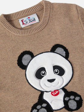 Girocollo Douglas in misto cashmere con patch Panda Trudi | TRUDI SPECIAL EDITION
